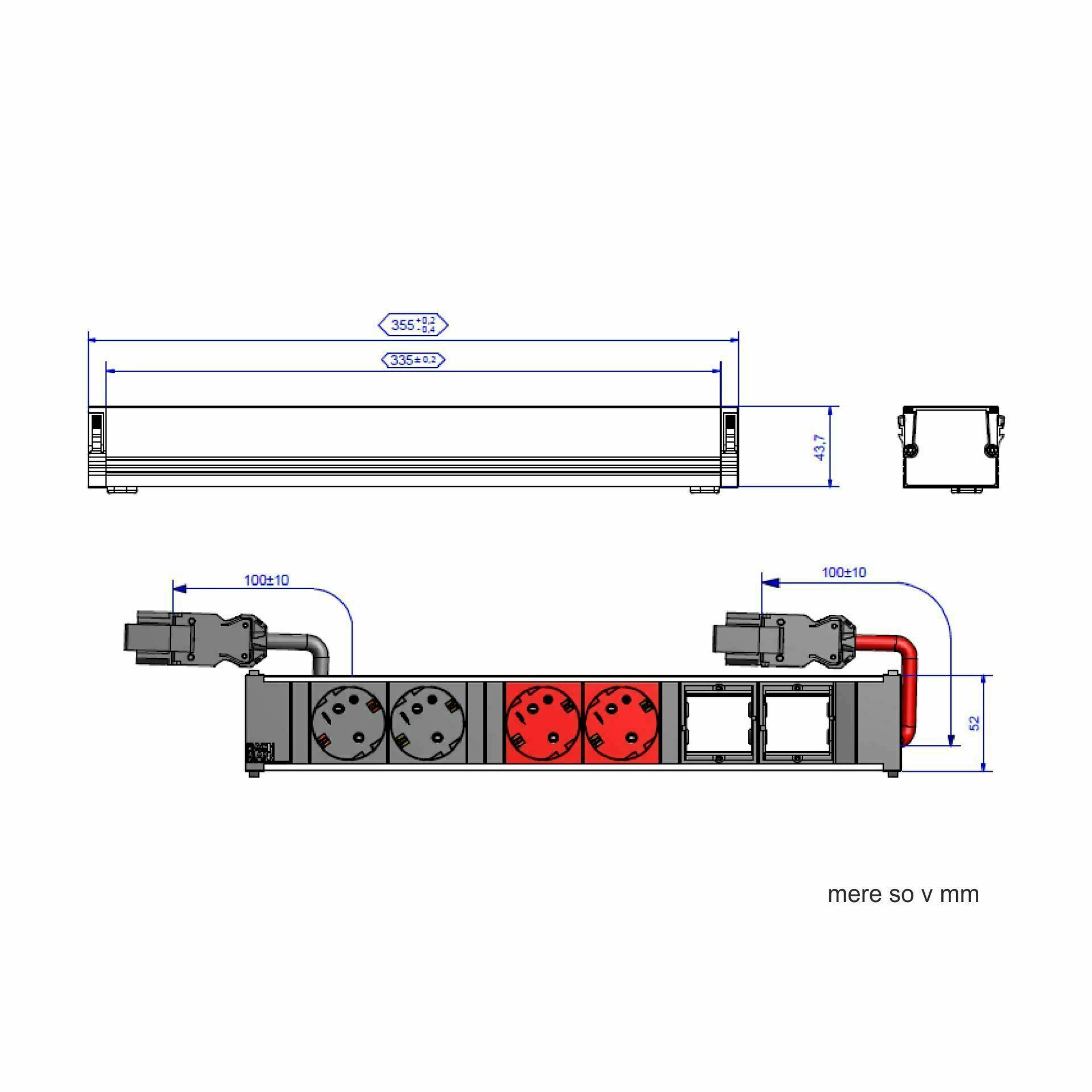Bachmann CONI vgradni razdelilec 356mm 2x250V, 2x220V UPS, 2xprazen 912.025 — slika 2