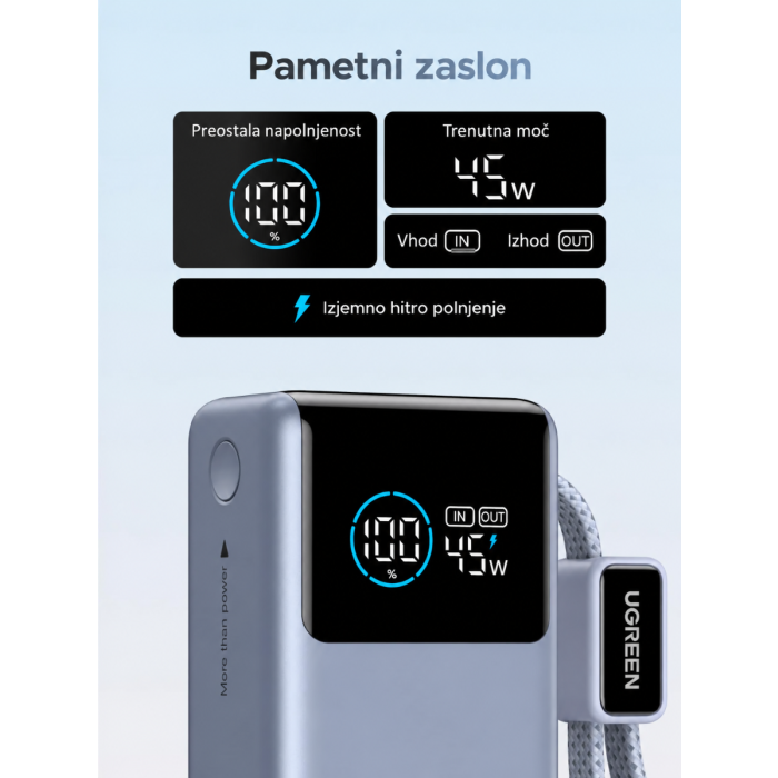Ugreen 55W 10000mAh Nexode Pro prenosna baterija - modra