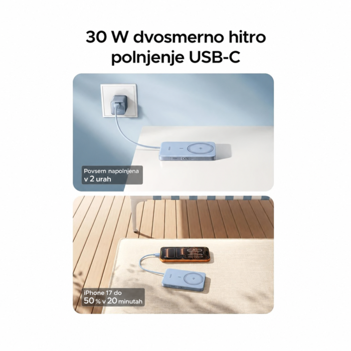 Ugreen 15W 10000mAh Qi2 prenosna baterija - modra — slika 2