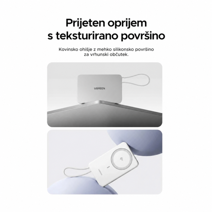 Ugreen 15W 10000mAh Qi2 prenosna baterija - bela — slika 4